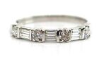 0.60 CT Natural Round & Baguette Diamond Lady's Wedding Band VS/G 14K White Gold