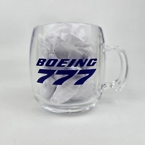 Boeing 777 Vintage Durable Clear Plastic Coffee Cup Mug - Picture 1 of 7