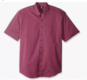 NWT Cutter & Buck Big Short Sleeve Anchor Gingham Button Up Shirt Embark Maroon - Picture 1 of 11
