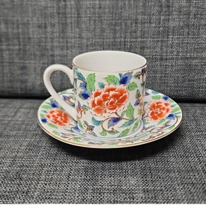 JAPANESE SHIBATA Porcelain Demitasse Teacup&Saucer Asian Gold Trim - Bild 1 von 8