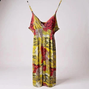 Shes Cool Y2K Maxi Dress XL Babydoll Boho Fairycore Grunge Bandana Print VTG - Picture 1 of 13