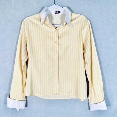 Camisa Dolce Gabbana para mujer 2XL amarilla algodón blusa abotonada  Foto 1 de 4