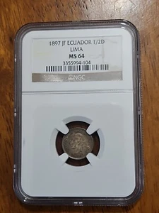 ECUADOR 1897 JF   1/2 DECIMO - NGC MS64   - Picture 1 of 4