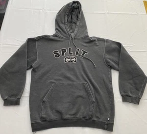 Vintage y2k Split Hoodied Distressed Gray Embroidered Skater Grunge Small - Picture 1 of 16