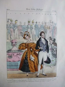 Gravure 19° histoire Mode:costume sous Louis Philippe:Garde Nationale à cheval.. - Picture 1 of 5
