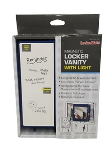 Casillero magnético tocador vanidad con espejo de luz ganchos de pizarra blanca azul - Imagen 1 de 4