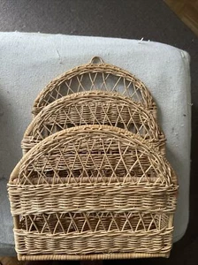 Rare Wicker Hanging Mail Organizer - Picture 1 of 8