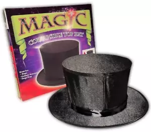 MAGICIAN COLLAPSIBLE TOP HAT Adult Secret Pocket Black Spring Magic Trick Pop Up - Picture 1 of 24