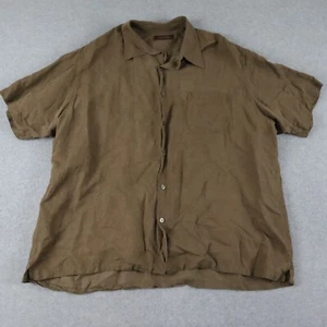 Tasso Elba Shirt Mens 2XL XXL Silk/Linen Casual Pocket Button Up Short Sleeve - Picture 1 of 6