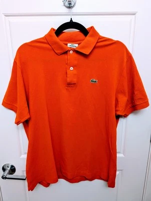 Lacoste Shirt Mens 5 Orange Polo Big Croc Logo Short Sleeve knit rugby - Image 1 of 3