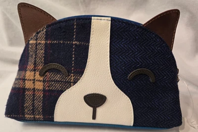 Bath & Body Works BLUE PLAID Dog COSMETIC ZIPPER LINED BAG  PUPPY NEW with TAG - Image 1 of 4
