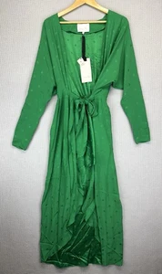 Neu mit Etikett Johanna Ortiz Crossing Currents grün Seide Wickelkleid Größe 0 Cocktail - Bild 1 von 11