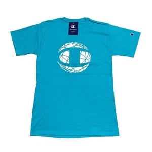 Champion Herren Größe S elektrisch blau klassische Grafik "C Logo" Globus T-Shirt neu mit Etikett - Bild 1 von 6