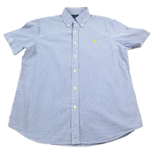 Ralph Lauren Shirt Men Medium White Blue Stripe Classic Fit Untucked Button Down - Picture 1 of 7