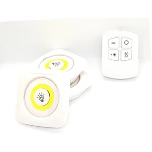 Set 3 luci LED adesive 2 luminosità a batteria con telecomando IR timer 30 min - Imagen 1 de 2