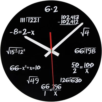 Math Wall Clock Algebra Equations Mathematic Hour Minute Watch Home Decor Gift - Image 1 of 4