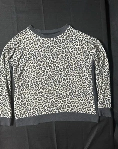 Simply Vera VeraWang Women's Large Cozy Leopard Print Black & Tan Sweater - Picture 1 of 7