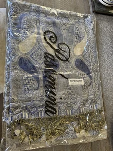 PASHMINA NUEVO VINTAGE 55% Pashmina 45% Seda Chal Envolvente Bufanda Azul Beige 72"X24" - Imagen 1 de 5
