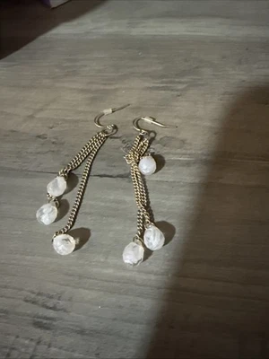 Pink And Gold Dangle Earrings With Hook Backing - Image 1 of 4