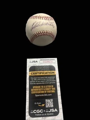 Eddie Mathews REAL hand SIGNED Baseball JSA Autographed MLB Atlanta Braves - Image 1 of 4