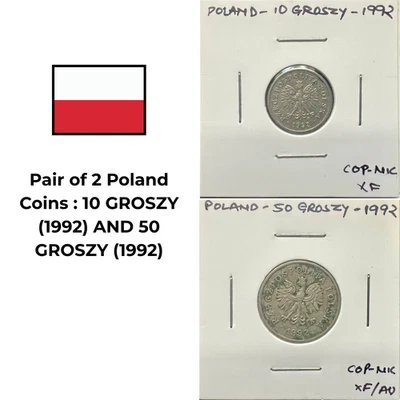 LOTE DE 2 MONEDAS POLONIA 10 GROSZY (1992) Y 50 GROSZY (1992) Foto 1 de 4