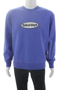 Saturdays NYC Mens Cotton Bowery Patch Logo Crew Neck Sweatshirt Blue Size S - Picture 1 of 6