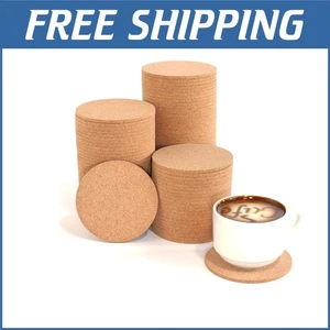 Customizable 100-Pack Natural Cork Drink Coasters - Ideal for Crafts & Gifts - Picture 1 of 10