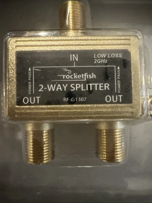 Rocketfish 2-Way Coaxial Splitter - Gold - Image 1 of 4