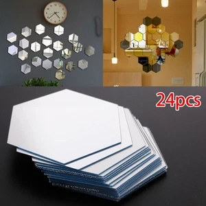 24pcs Spiegelfliesen Wandspiegel Spiegelfolie Selbstklebend Aufkleber Folie - Bild 1 von 11