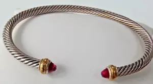 Pre- owned David yurman Classic Cable Bracelet Sterling Silver with Yellow Gold - Picture 1 of 3