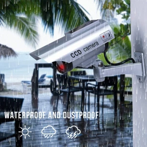 Waterproof Solar Powered Dummy Fake Camera With Led Flashing IR Light CCTV - Picture 1 of 9