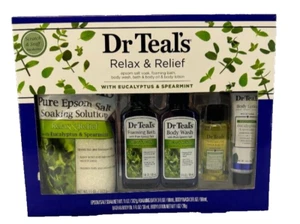 Dr Teals Relax & Relief Eucalyptus & Spearmint 5 Piece Bath Gift Set NIB Relax - Picture 1 of 2
