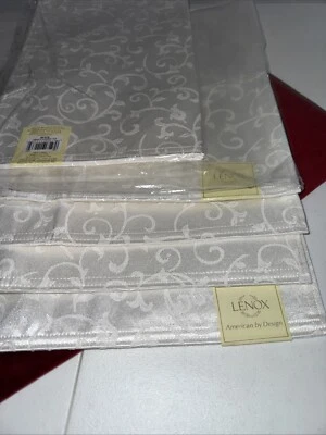 Set Of 5 Lenox White Placemats Opal Innocence Pattern Machine Washable New - Image 1 of 4