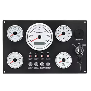 5 Gauge Set with Instrument Panel Tachometer 0-6000RPM For Marine Boat Yacht - Picture 1 of 10