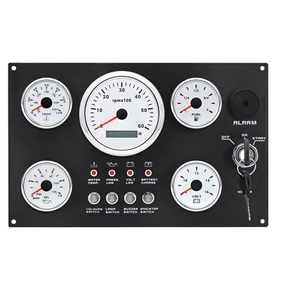 5 Gauge Set with Instrument Panel Tachometer 0-6000RPM For Marine Boat Yacht - Image 1 of 4