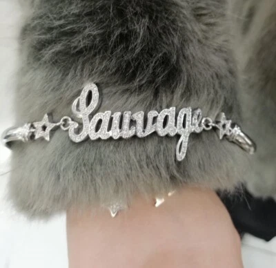 Bracciale argento 925 con nome zirconi brillanti semirigido gioielli donna rodio - Immagine 1 di 4