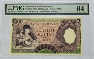 1958 INDONESIA 1000 RUPIAH PMG64 UNC [P-62]