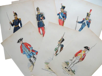 Lot de 23 lithographies couleurs costumes militaires. 76e régiment 1894 - Image 1 of 4