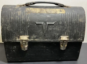 Vintage Thermoskanne King-Seeley Metall V Kuppel schwarz Lunchbox Thermoshalter innen - Bild 1 von 8