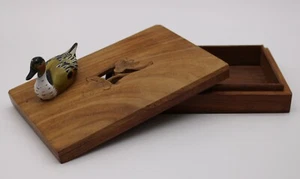 Vintage Wood Box w Mallard Duck & Scrollwork on Lid - Beautiful Gift! - Picture 1 of 9