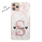 Personalised Initial Phone Case;Custom Name with Hearts Pink Marble Hard Cover