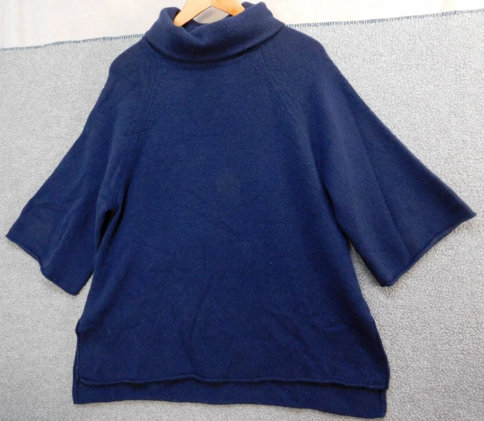 Calypso St Barth Womens XS Cashmere Navy Blue Short Sleeve Boxy Pullover Sweater - Image 1 of 4