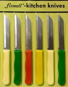 Juego de 6 cuchillos de acero inoxidable FIXWELL cuchillo de colores surtidos uso multiusos - Imagen 1 de 5