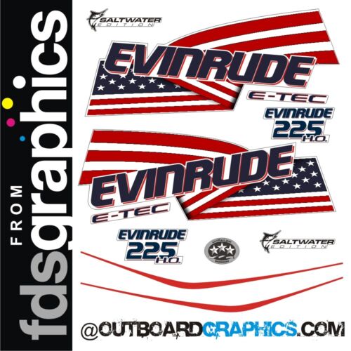Evinrude 225 ETEC / E-TEC HO outboard engine decals/sticker kit - white cowl
