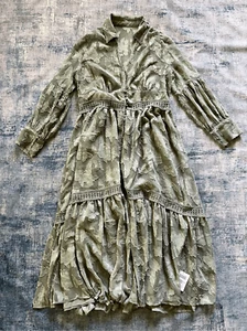 Maxi abito Asos Design verde curvo manica lunga bottoni davanti taglia US 16 - Foto 1 di 9