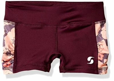 Soffe Girls' Big Dri Side Insert Ruched Compression Short, Poppies - Image 1 of 2
