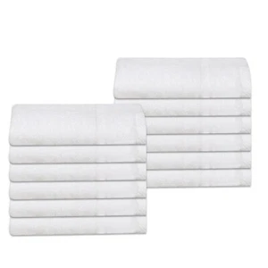 Günstige dünne weiße Handtücher Budget Qualität 100 % Baumwolle 320 gsm Pack 12er Set - Bild 1 von 1