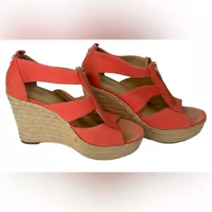 Michael Kors Schuhe Damen 8 Keilsandaletten 4" Absatz Reißverschluss Espadrille orange - Bild 1 von 13