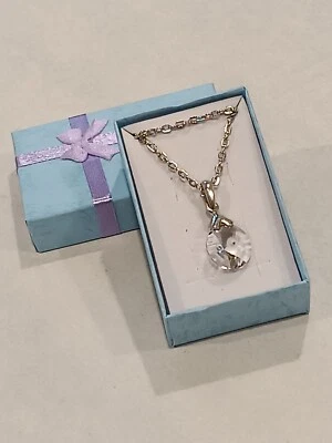 Collana ciondolo rivoli cristallo austriaco catena metallo colore argento - Immagine 1 di 4