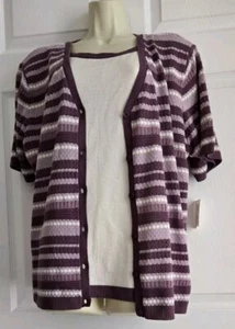 Alfred Dunner Womens Plum/ Ivory Mock Layered Sweater Top Sz 3X NWT - Picture 1 of 9